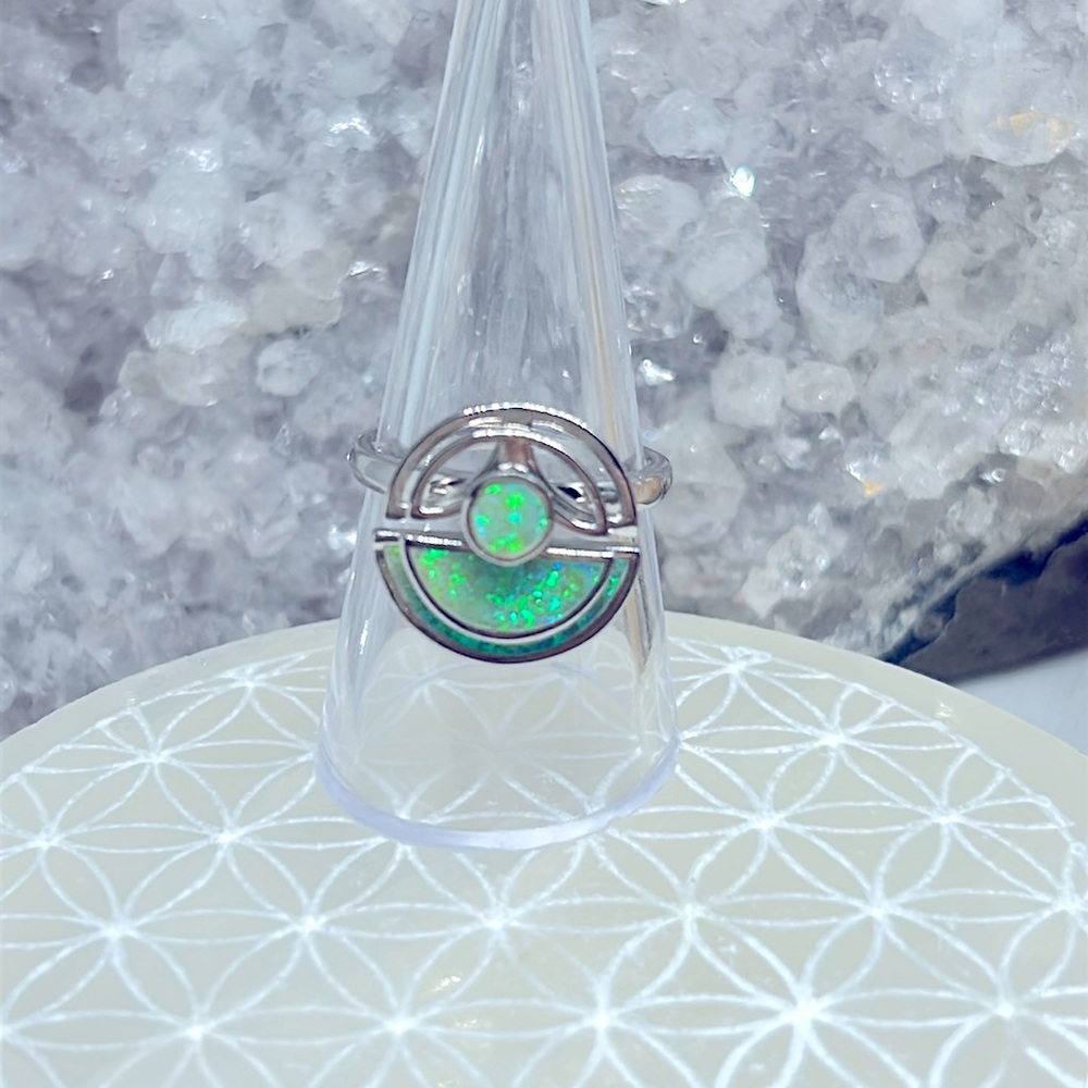 Green Opal spinner ring 925